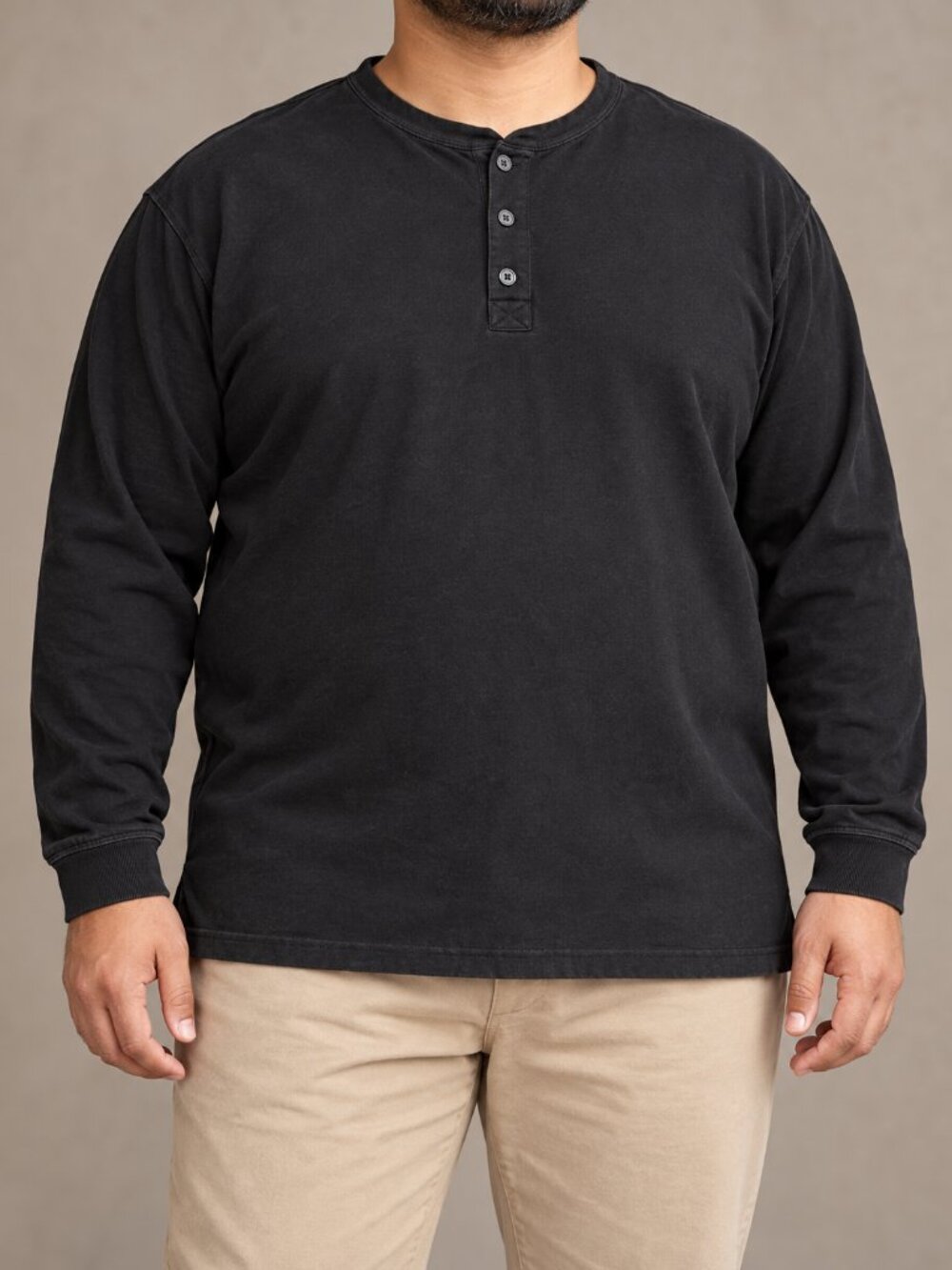 The Foundry Supply Co. Black 100% Cotton Long Sleeve Henley Size 2XL